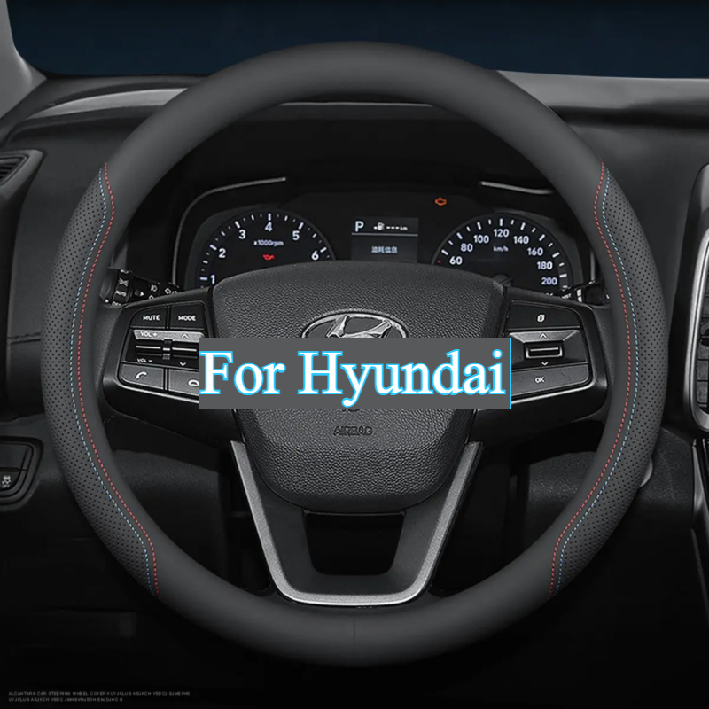 TEMU Pu Leather Steering Wheel Cover, Suitable For Models - Fits 37-38.5cm / 14.56-15.16 Inch Round And D-shaped Rims, Breathable Design With ,