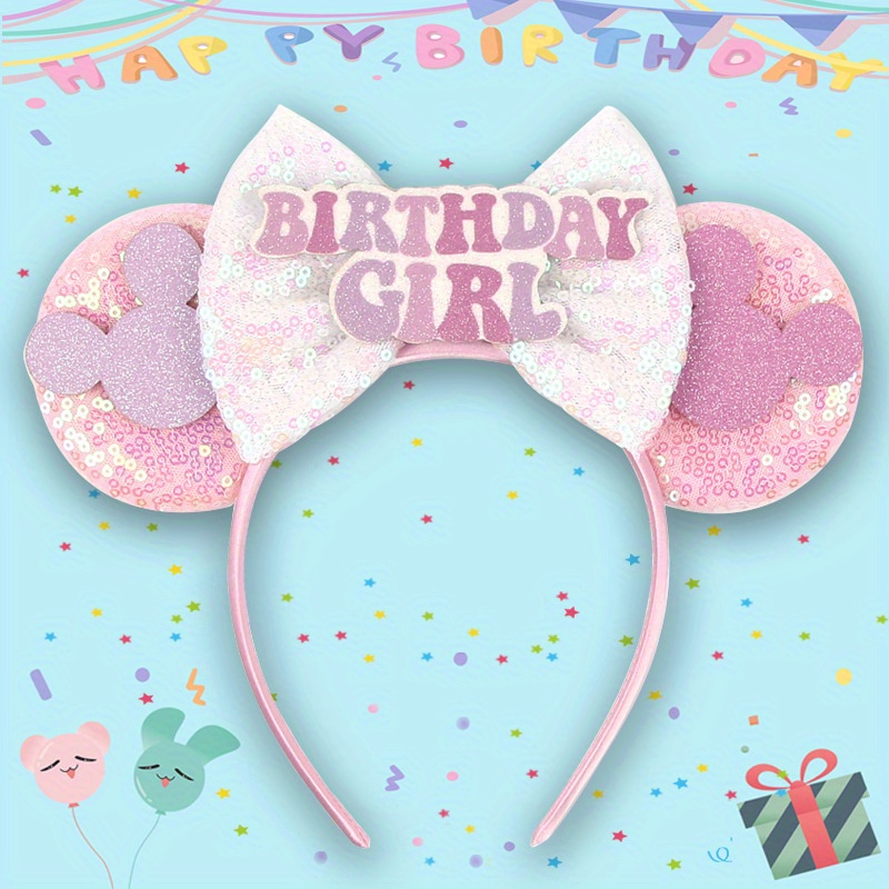 birthday girl headband glittery pastel bow Temu Bahrain