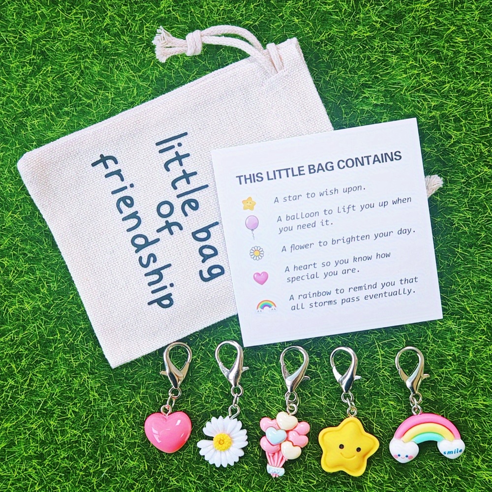 Image of Precious Friendship Small Package Gift - Small Friendship Hug Package Set - Personalized Positive With Inspirational Poetry Cards, Small Bag , Balloons, , , Keychains, Suitable For , Birthdays