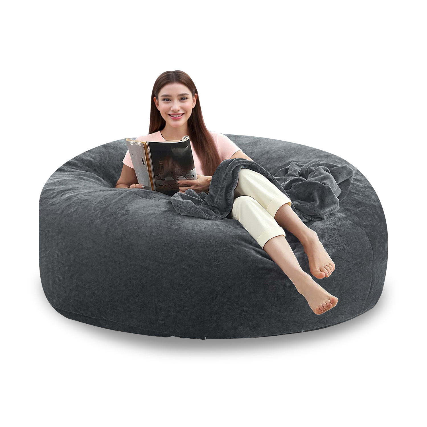 Large 4ft/5ft/6ft Bean Bag Chair Compatible for Adults - Oversized Sofa Bed Lounger with Memory Foam & Micro Velvet Cover, Soft Foam-Filled Furniture, Multi-Color Options (No Assembly) for Living Room, Bedroom - Ideal for Adults & - Image 19