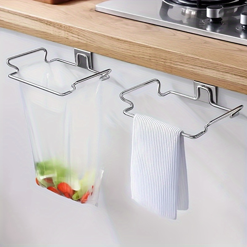 1 soporte colgante para bolsas de basura sin taladro, 1 estante de almacenamiento de bolsas de plástico para el hogar, organizador de almacenamiento para cocina y baño, complementos de cocina, regalo ideal para uso diario o ocasiones navideñas