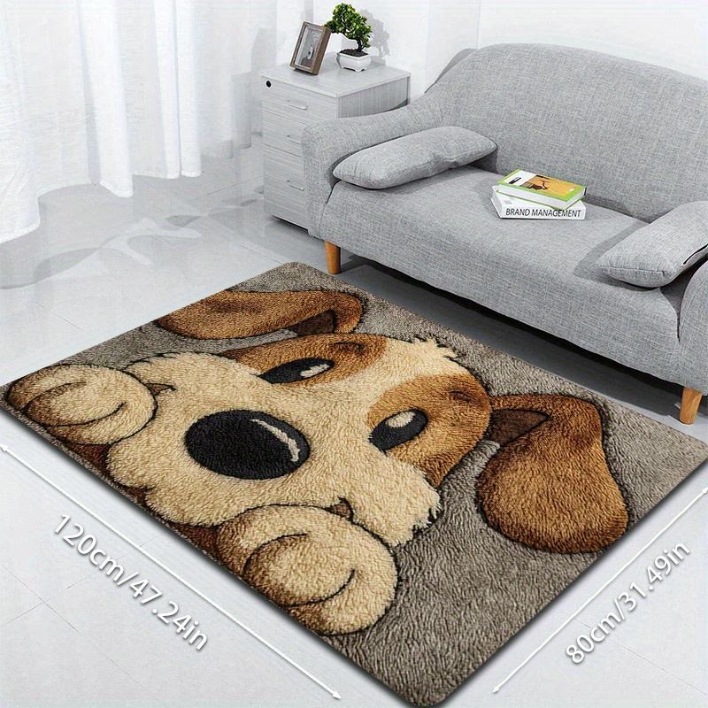 TEMU [flannel] 1pc Cute Dog Pattern Non-slip Kitchen Mat, 1.1cm Thick Flannel Sponge Pad, And Comfortable Floor Mat, Machine Washable, Ideal For
