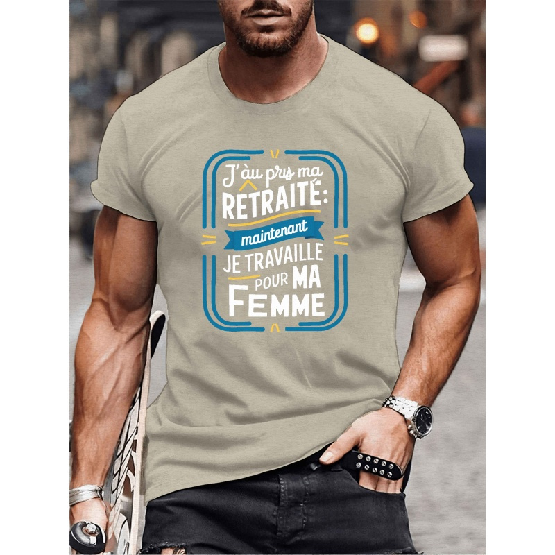 

T-shirt Décontracté pour Hommes avec Motif de Retraite - Polyester Respirant, Manches Courtes, Col Rond - pour l'Été