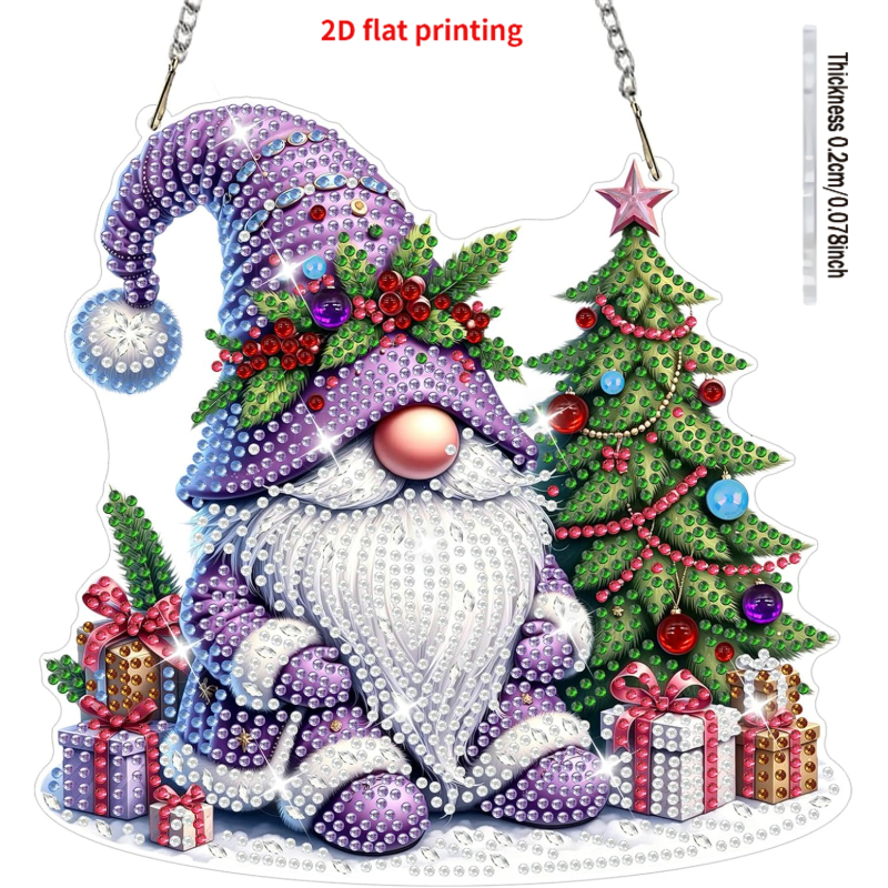 TEMU Kit de peinture diamant Gnome de Noël à impression plate 2D, pour adultes, strass de spéciale 5D, pendentif de décoration de fenêtre de peinture