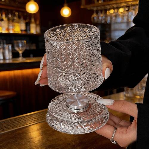 4pcs 8oz rotating crystal whiskey glass swirl tumbler unique cocktail glass for home bar party