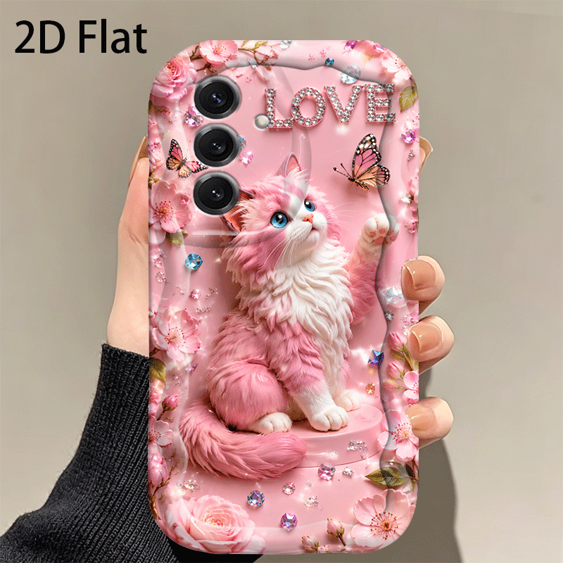 TEMU Phone Case: 2d Fluffy Long-haired Kitten Pattern Phone Case, Suitable For Galaxy A03s A04 A05s A06 A07 A13 A14 A17 A22 A23 A24 A25 A26 A32 A34
