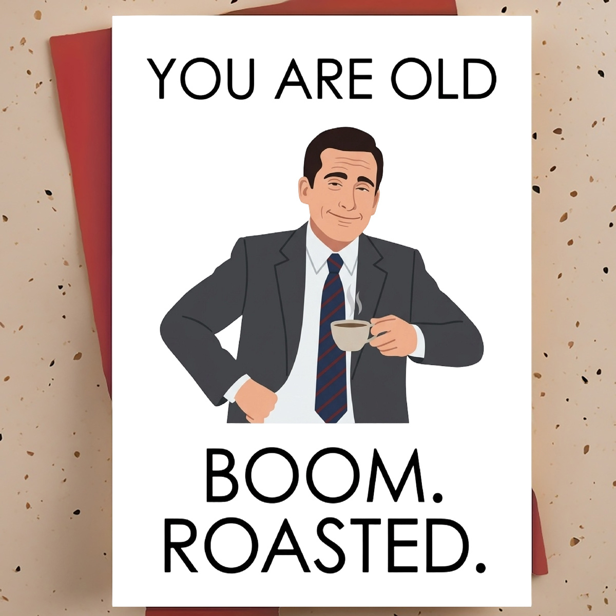 TEMU 1pc Funny Sarcastic Birthday Greeting Card For Friend/coworker – Tv Character Coffee Modern Cartoon Illustration, Humorous Card, With Envelope