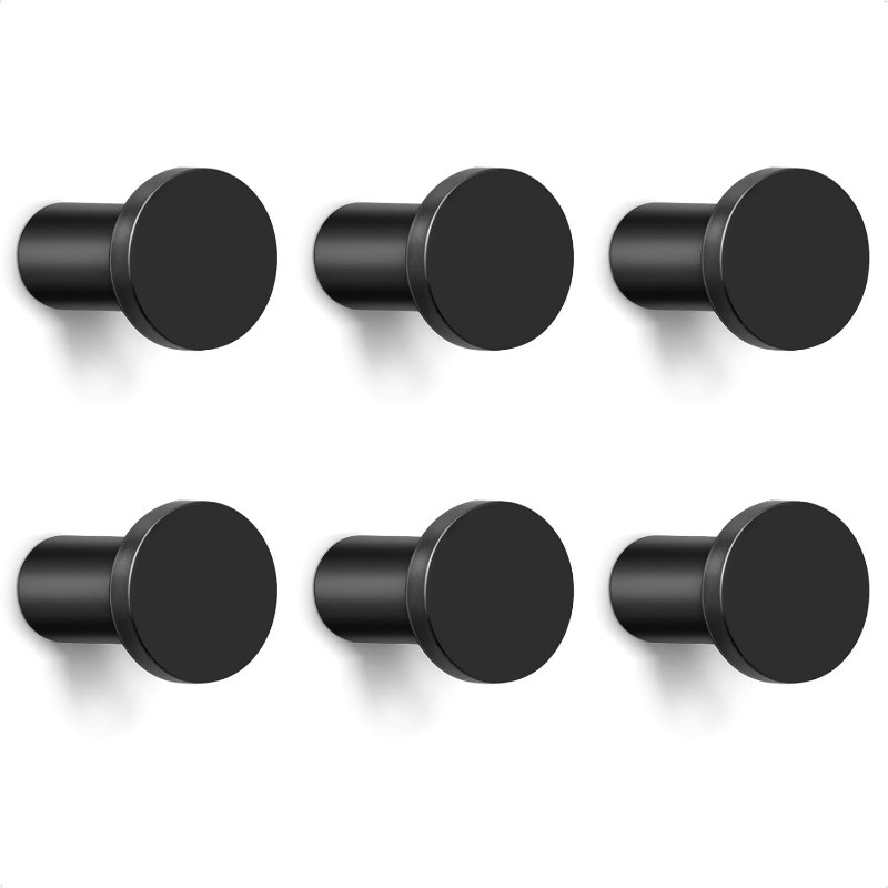 TEMU 6 Black Stainless Steel Wall-mounted Coat Hooks - Modern Bohemian Style, Heavy-duty Screw Fixing, Suitable For Kitchen And Bathroom, 6.35x4.72