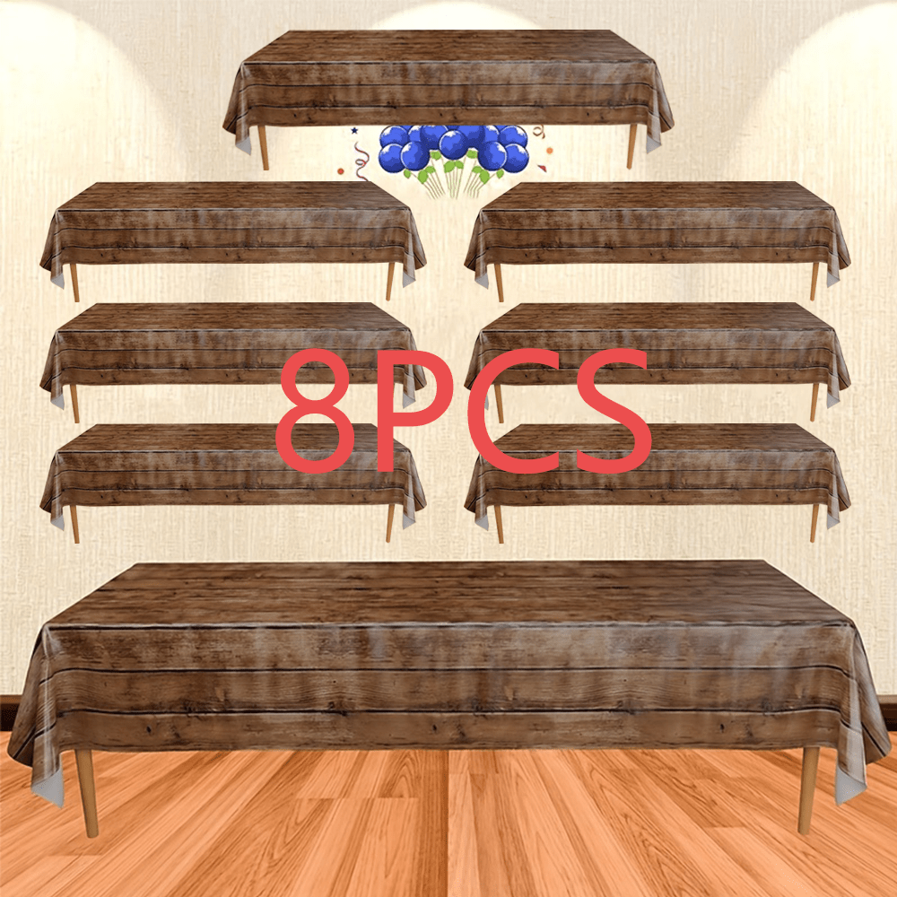TEMU A Collection Of 8 Rectangular Table Covers With A Brown Wood Grain Design - Measuring 54 By 72 Inches, Featuring A Aesthetic, Perfect For Rustic