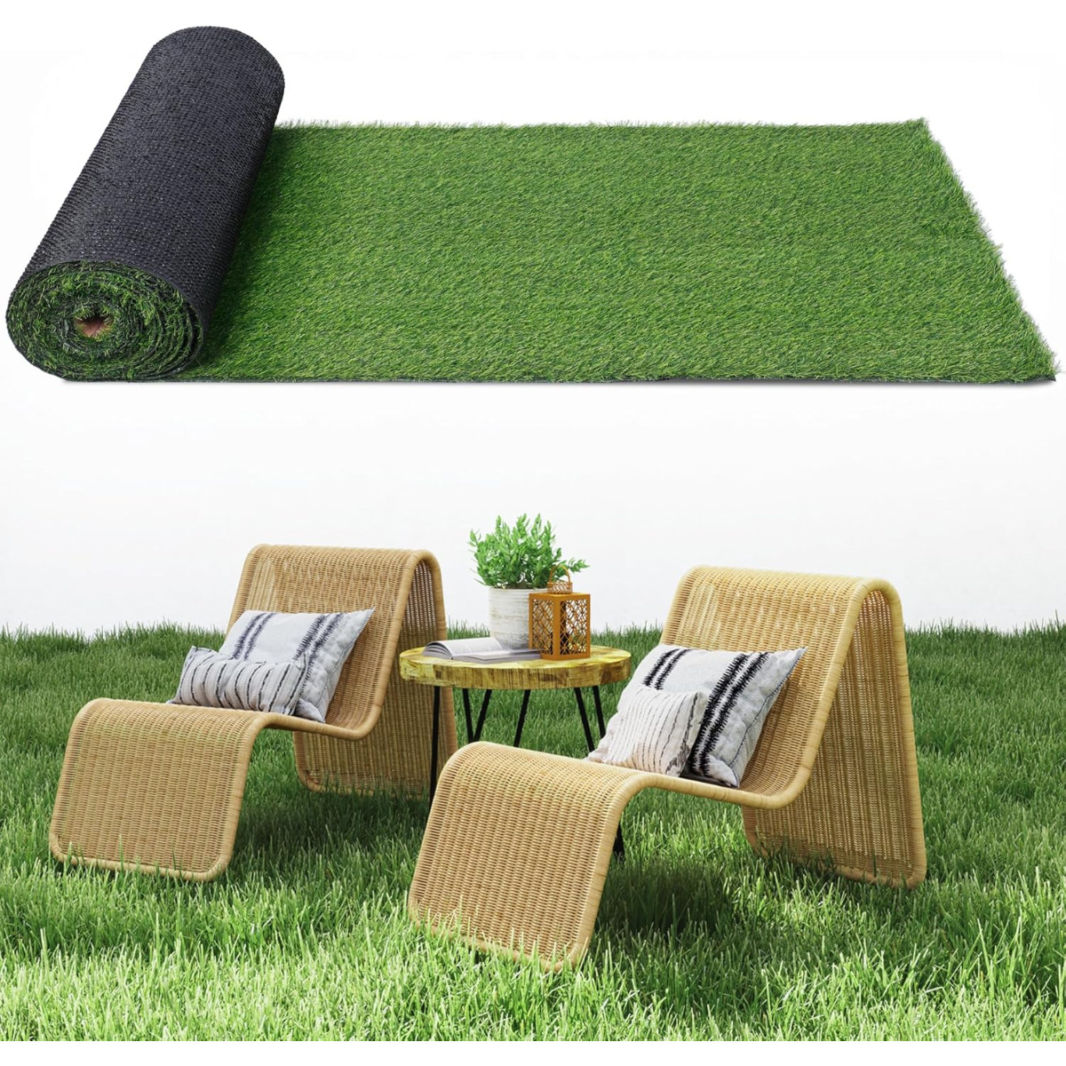 Image of 1 X 5m Large Artificial Grass Turf Rug 3cmthick Synthetic Grass Mat Fake Grass Lawn Carpet With Drain Holes For Garden Landscape Dogs Pee Indoor Outdoor