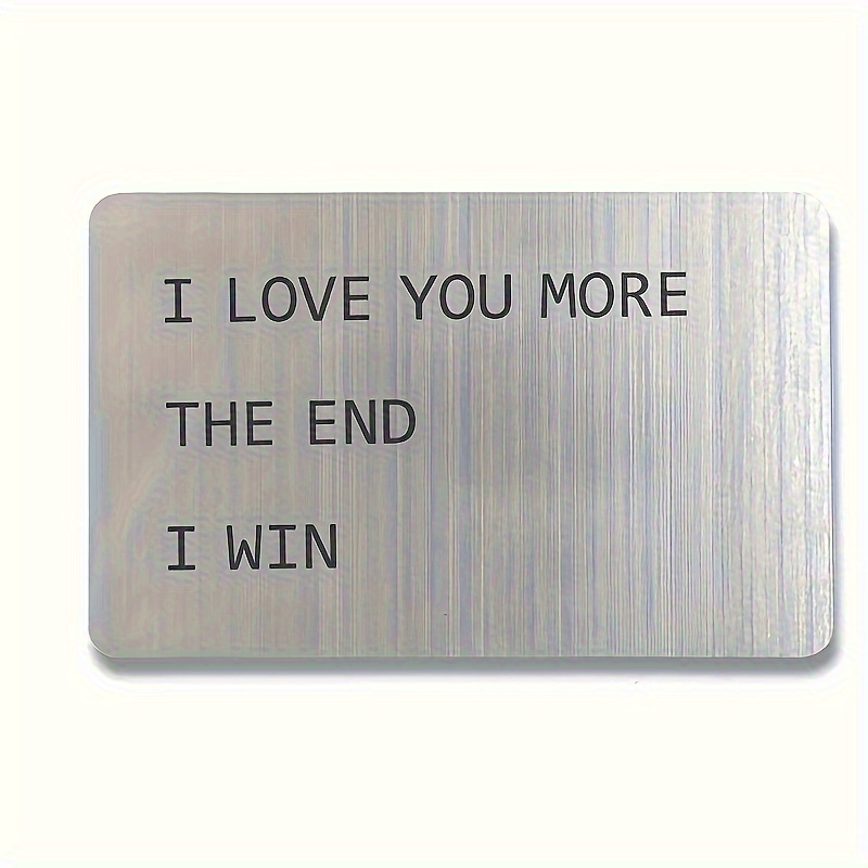 TEMU Men' Steel Wallet Card Engraved "i Than Anything" - Durable Anniversary Gift For Him, With Stylish Accessory, Polished Finish