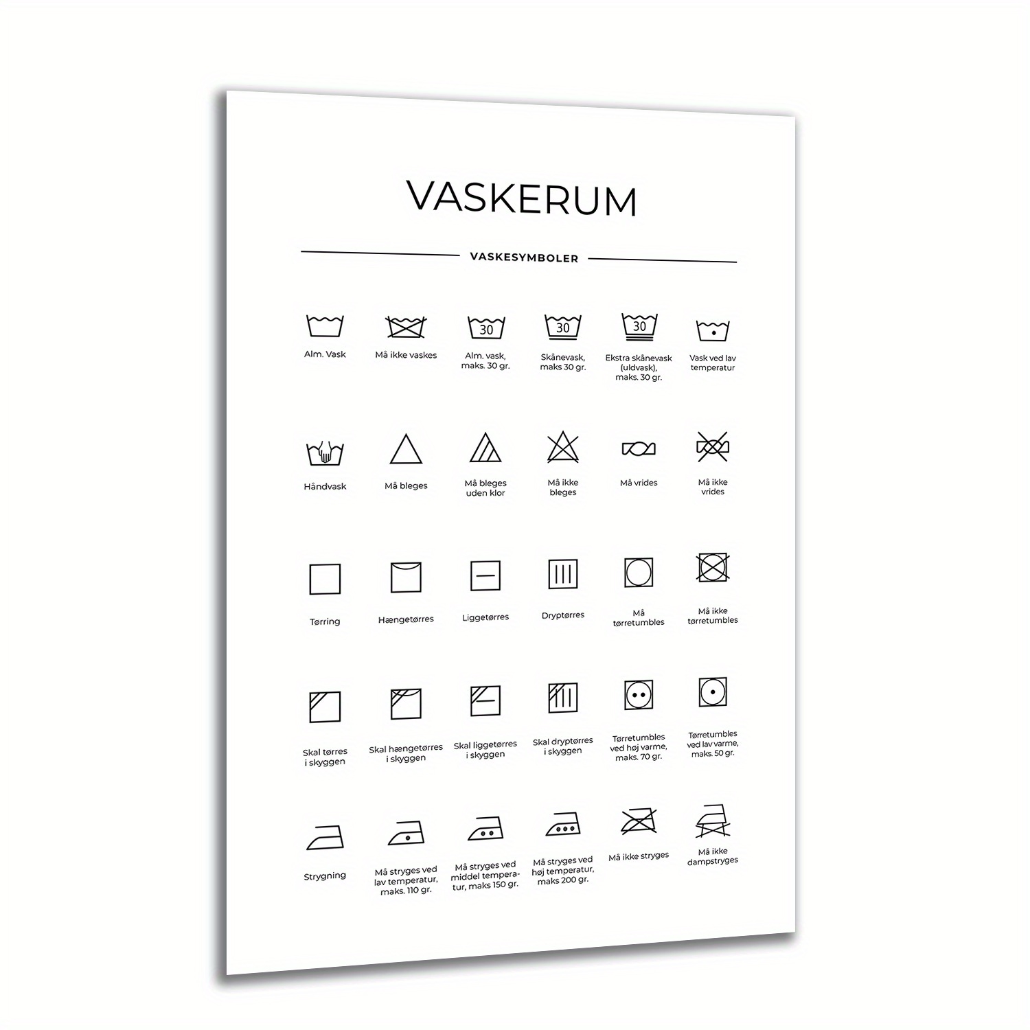 TEMU 1pc Vibrant Frameless Canvas Art Print - Decor With "vaskerum" Text, Iconic Danish Room, Kitchen, Or Office Wall Art, Office Wall Art | Decor |
