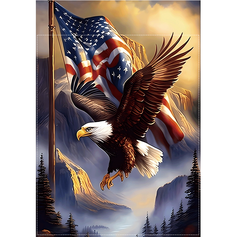 TEMU 1pc, Patriotic Bald Eagle & American Flag Garden Flag, Double Sided Garden Yard Flag, Home Decor, Outside Decor, Yard Decor, Garden Decor,