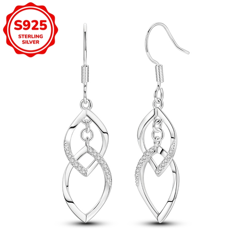 925 Sterling Silver Women's Hypoallergenic Shaped Rotating Ear Hook Earrings, Exquisite Earrings, Elegant Gift For Her