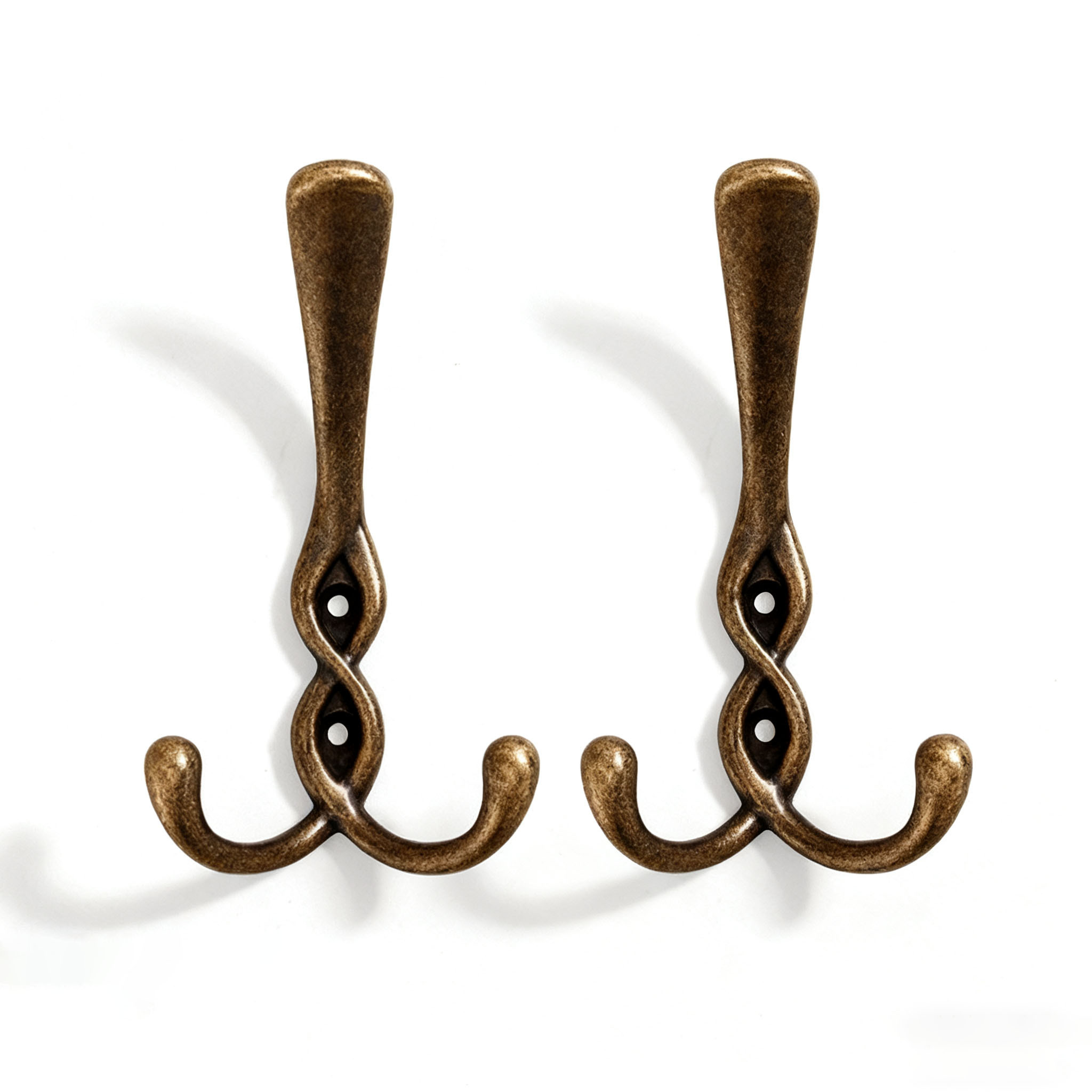 Image of 2pcs Alloy Double Hooks, Rust-resistant, Sturdy Wall Hooks For Bathroom/wardrobe/closet. Modern Contemporary Design, Multipurpose Hanging Solution For Small Spaces & Apartment