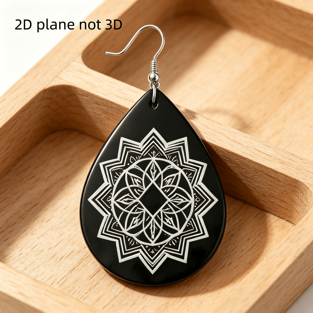 Black & White Mandala Teardrop Earrings, Boho Aesthetic