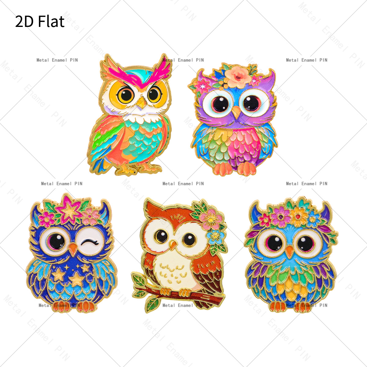 TEMU 2D Plat 5pcs/Set Pin' Revers de Florale Colorée, Pin's Émaillés et Broches de Badge de Oiseau de Dessin Animé pour Sacs à Dos, Sacs, Sac à Dos,