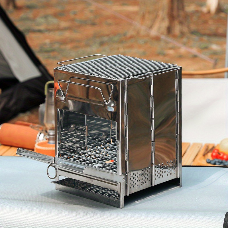 Poêle à Bois Portable Pliable – Acier Inox – Four Extérieur Pour Camping