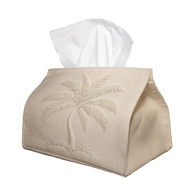 TEMU 1pc Modern Minimalist Carved Tissue Box Holder- Palm Tree And Tropical Leaf Relief Design, Party Tissue Box, Multifunctional For Kitchen And