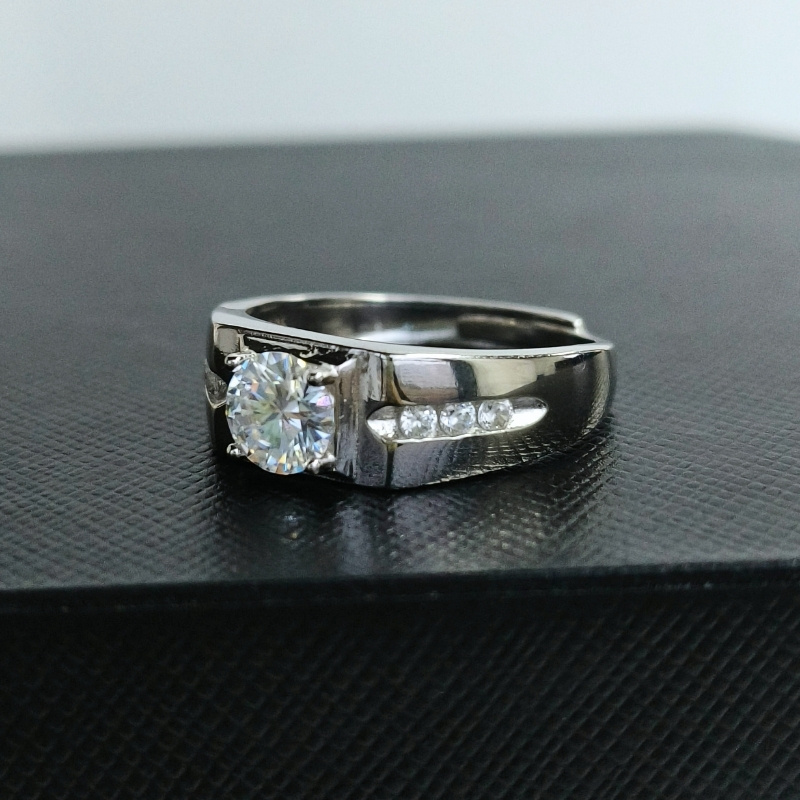 Women's 925 Silver Adjustable Moissanite Ring, Simple Style