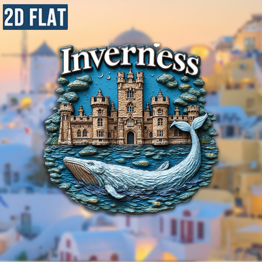 TEMU 1pc Scottish-themed Monster Fridge Magnet - Whale-shaped Inverness Castle And Replica, Acrylic Scottish Magnet, For Refrigerator Door, Travel