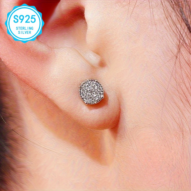   2pcs elegant simple 925 silver earrings hypoallergenic nickel free with square moissanite suitable for women party and daily decoration 925 silver earrings   of shiny moissanite earrings Product details 1