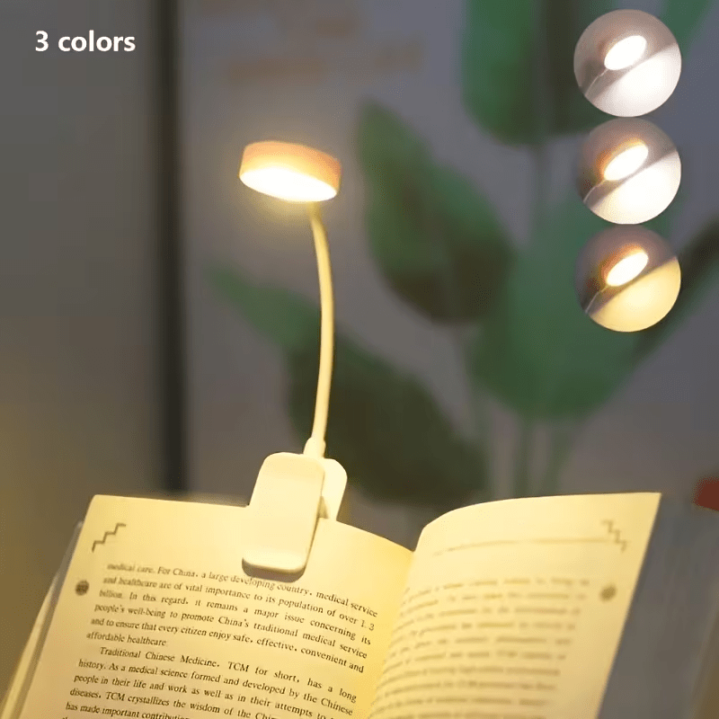 Portable Stepless Dimmable Clip-On Book Light for Reading