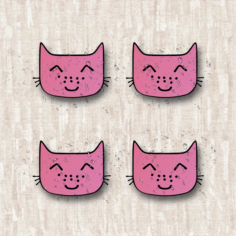 4pcs Cat Stickers - Cute Hippy Hippie Kitten Whisker Kitty  , Durable Vinyl Decals for Bumpers, Windows, Laptops, Trucks,  , Water Bottles - Self- ,  , Irregular Shape, Cartoon Theme, Cat Stickers for Cars, Vehicle Decoration,   Design, Easy Application