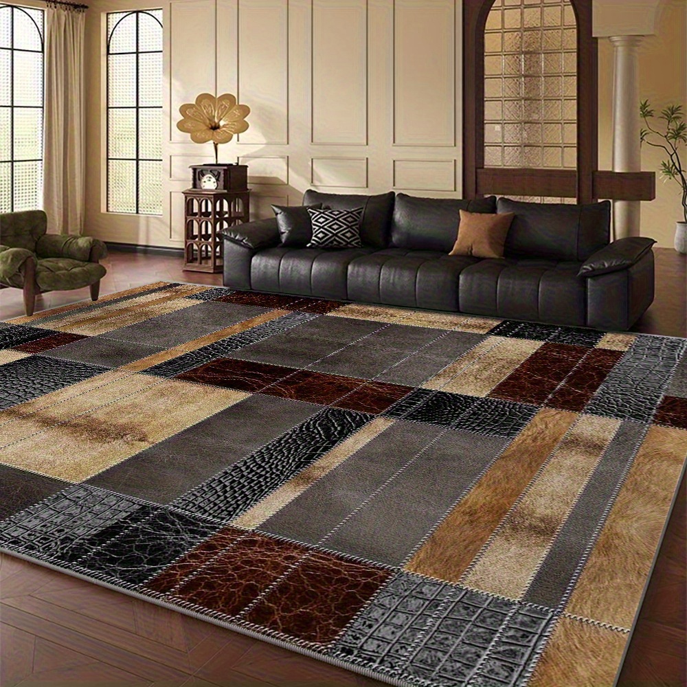 TEMU Soft And Luxurious, This Large Felt Rug Features A Modern Bohemian , Perfect For Your Living Room, Bedroom, Or Office. Machine Washable And Has A Vintage Pattern With A Base Cushion