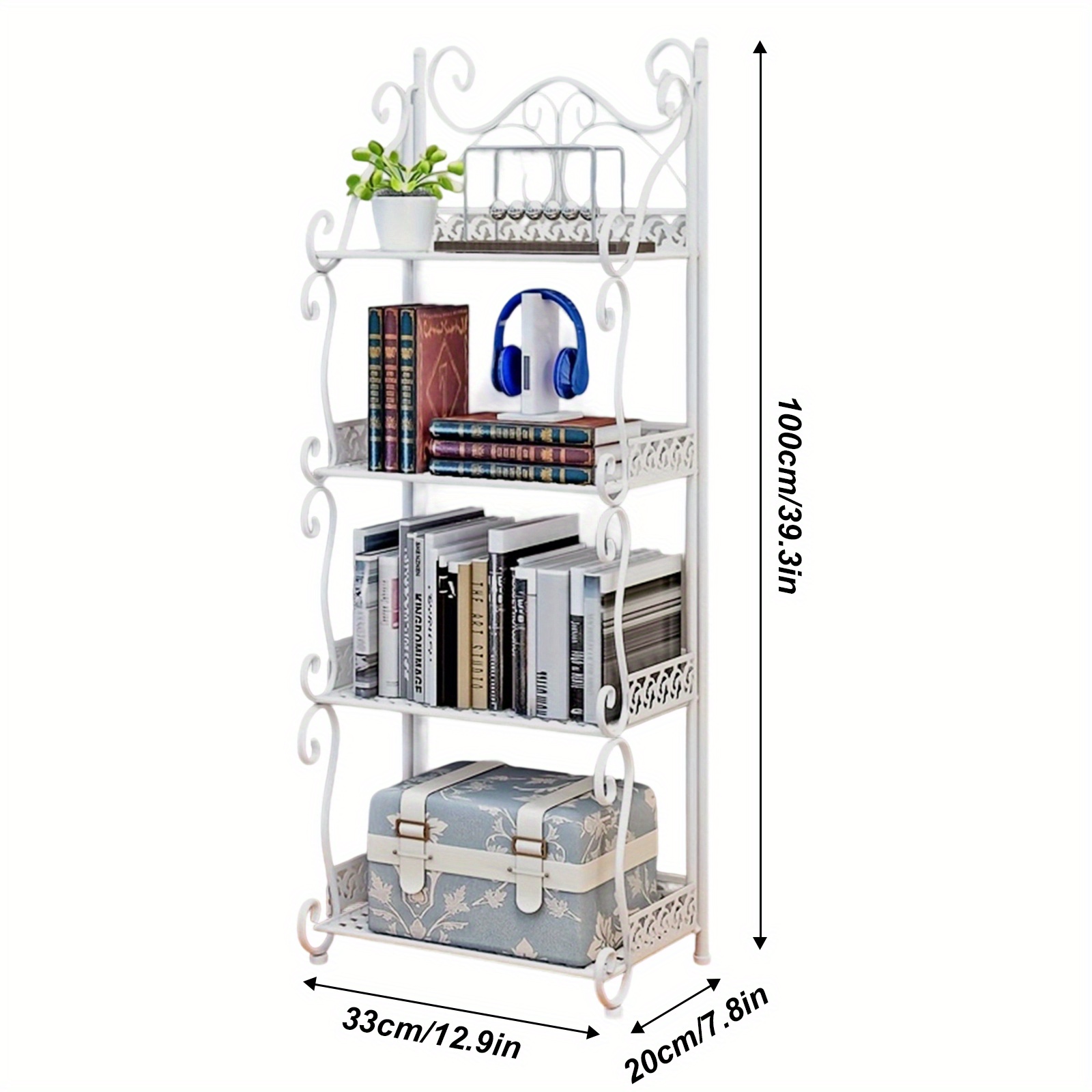 Image of 1pc 4 Layers Metal Folding Storage Rack, No Installation Of Multifunctional Rack, Suitable For Kitchen, Living Room, Bathroom, Bedroom Organizing Rack, Utility Racks, Standing Shelf