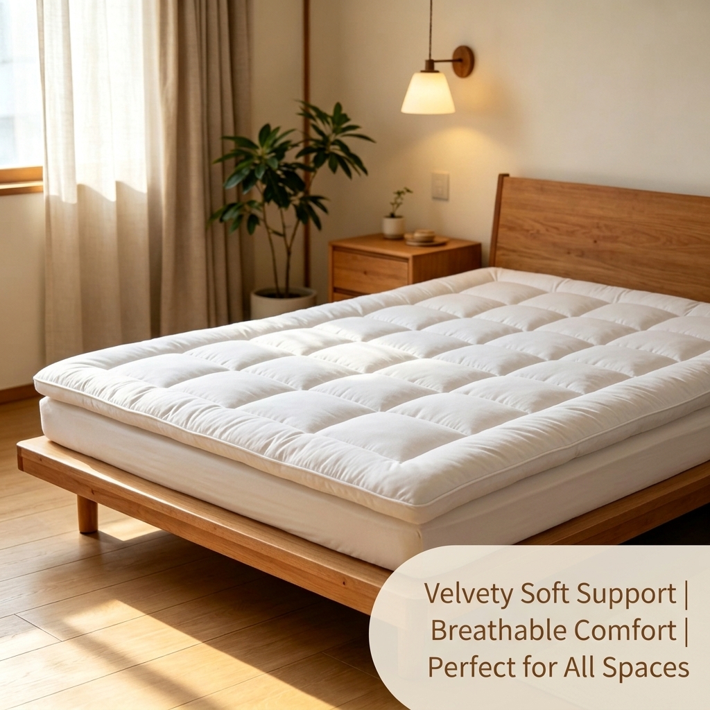 Image of Dormitory Mattress For Of Year, Breathable, Fluffy, And Soft Tatami Floor Thin Mattress, Single, Double, And Queen Size Mattress Protector, Breathable Mattress Cover, Quilted Top
