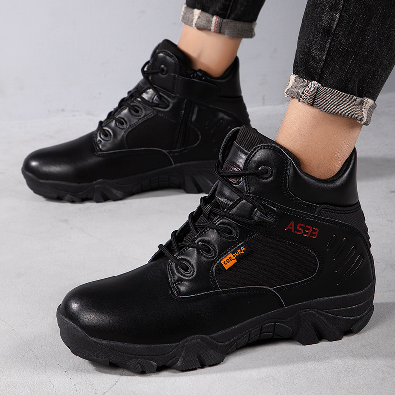 ladies high top work boots feature a durable rubber outsole thick supportive shoe collar breathable inner material suitable for outdoor hiking and daily casual wear making them a trendy and versatile gift women shoes