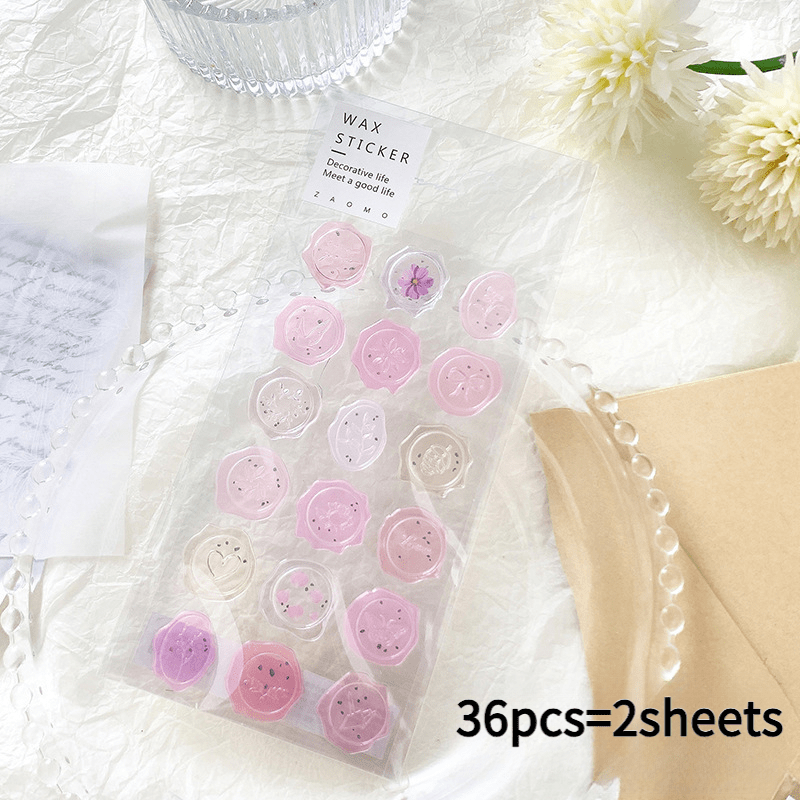 Image of 36pcs Vintage Wax Seal Candy Stickers For Scrapbooking, Journaling, Stationery, And Art Supplies, Seal Stickers For Envelope Sealing And Journal Decoration