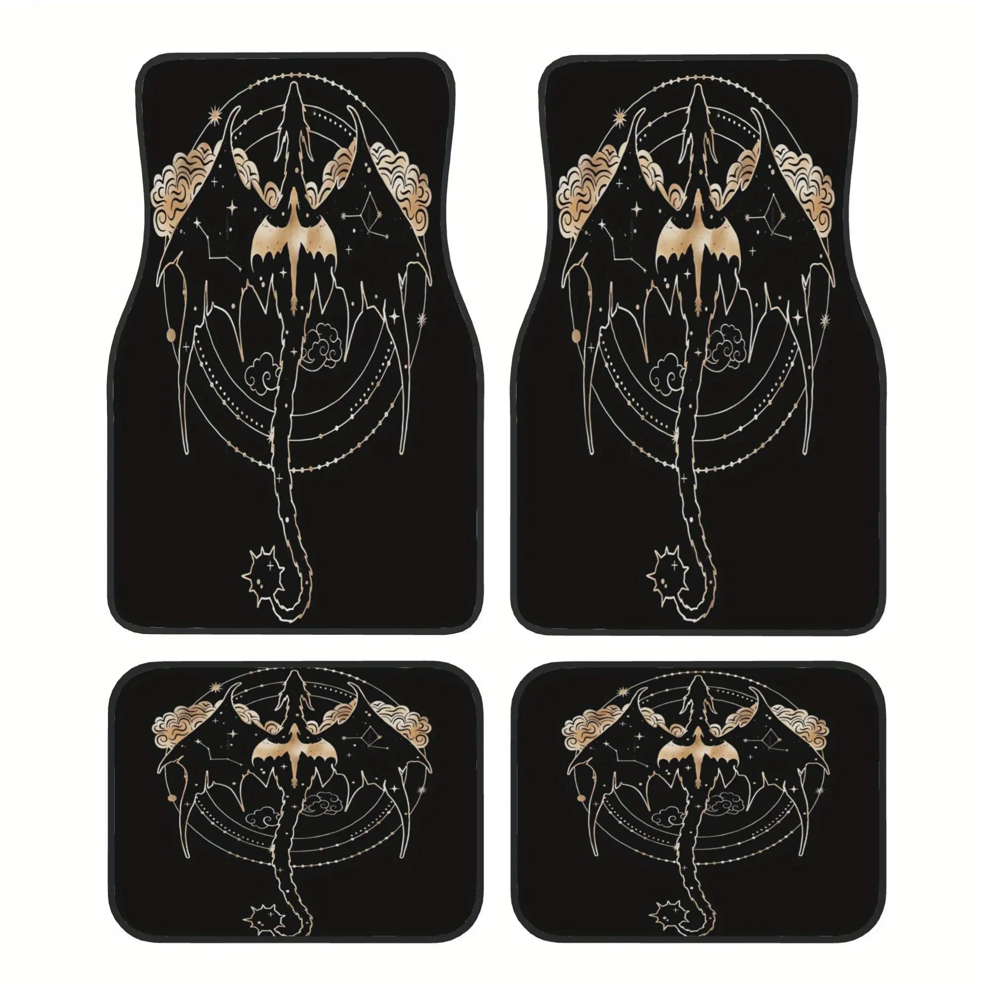 TEMU 4pcs Celestial Tairn And Andarna Fourth Wing Officially Licensed Car Floor Mats, Durable Polyester Fiber, Fit For Cars, Ideal Gift, Vehicle