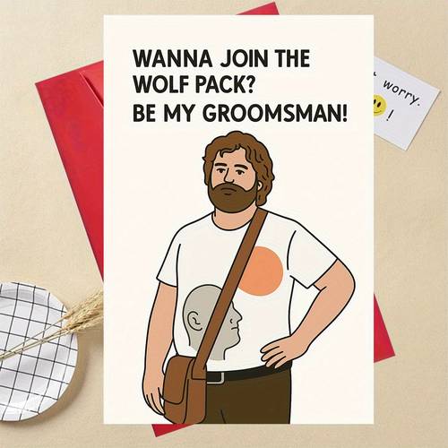 1pc join the wolf pack funny groomsman proposal card humorous wedding invitation suitable for weddings valentines day birthdays wolf groomsmen announcement or unique wedding gift