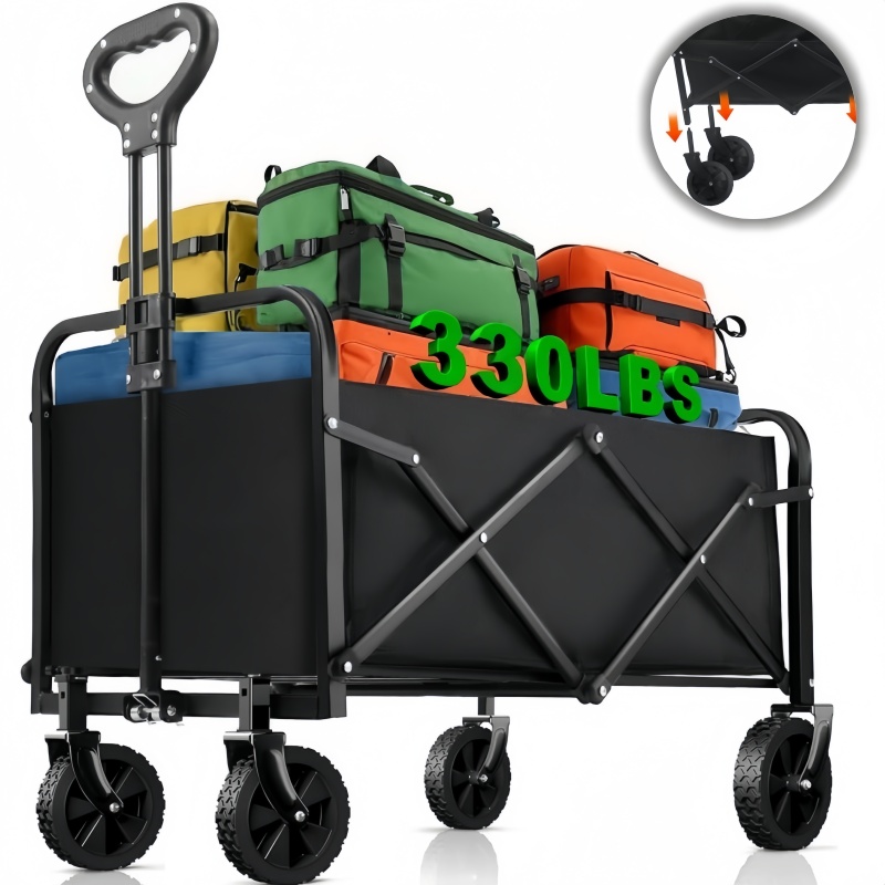 1pc Heavy-duty Multi-functional Foldable Cart, Stainless , With Wheels, Easy To Store, Suitable For Camping, Gardening, Beach Activities, Shopping, Carrying Garden Tools