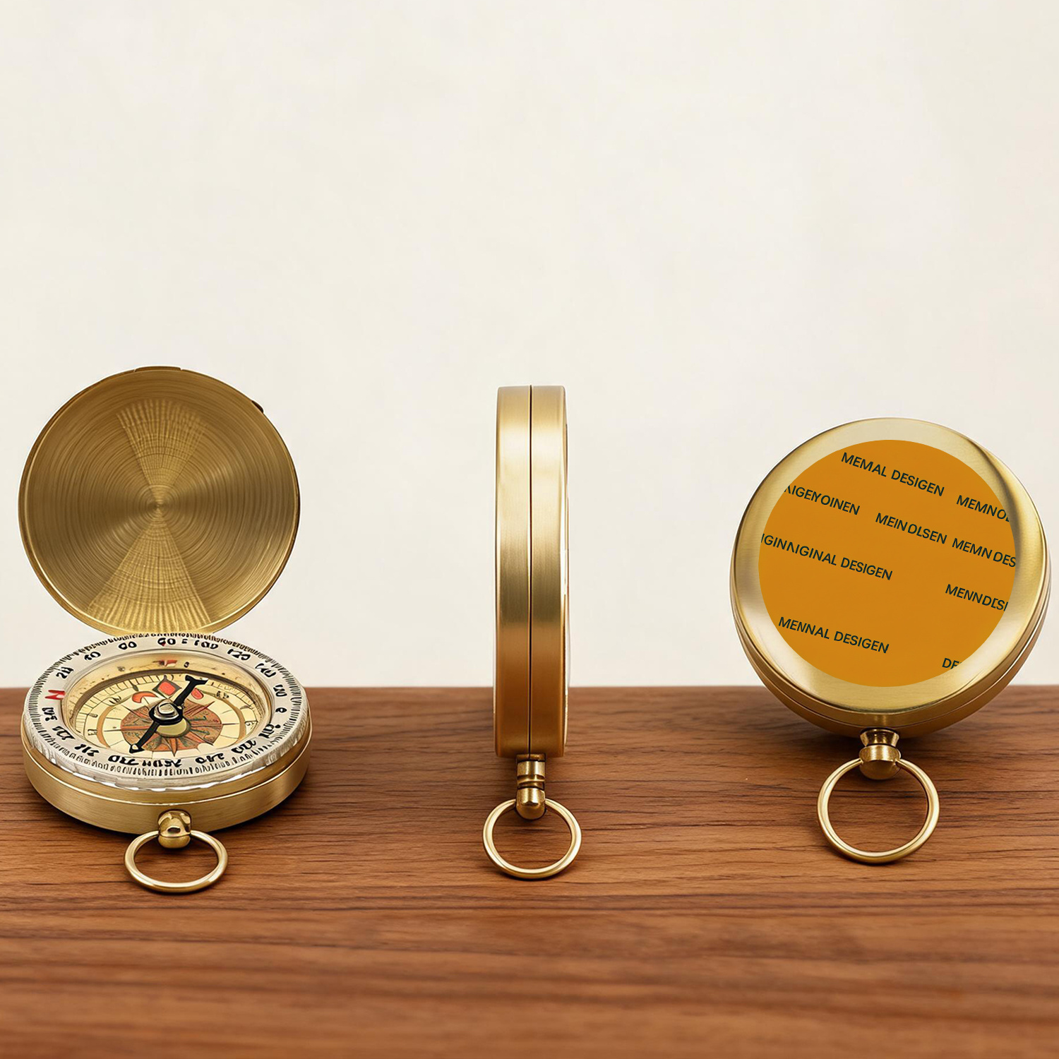Vintage Pure Copper Design Inspired Pocket Compass with Key Ring