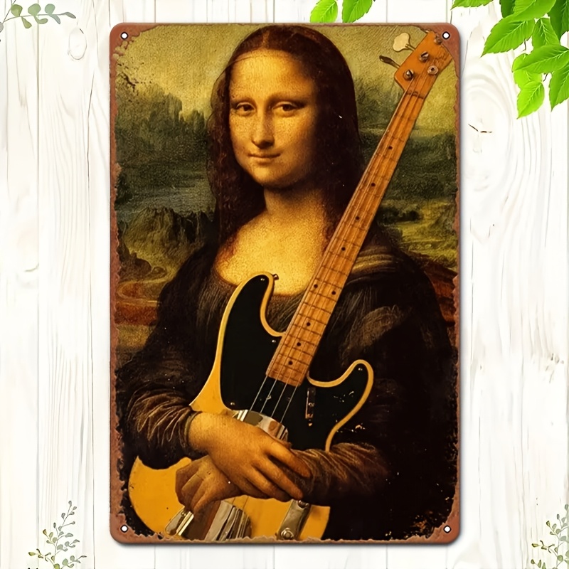 TEMU 2d Flat, " Playing " Vintage Wood Wall Art - 12x8 Inch Wood Panel Suitable For Man Caves, Bars, Cafes & Music-themed Decor - Retro Guitar