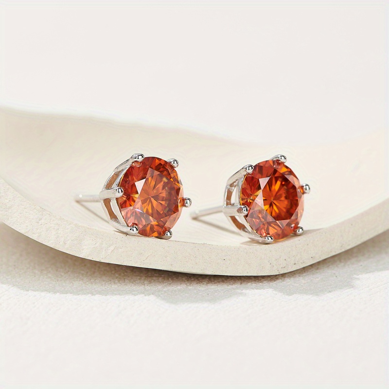 Unisex 1/2/3ct Moissanite Stud Earrings, Rhodium-Plated
