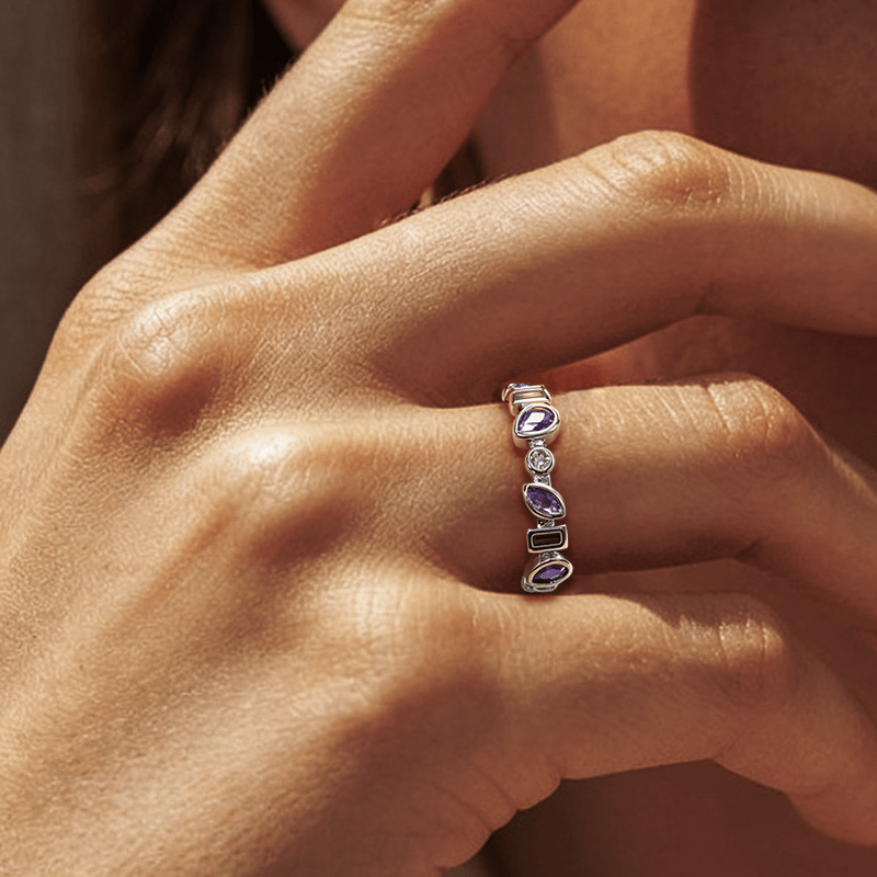 Multi-Style Vintage Mixed Cut Gemstone Ring with Zirconia