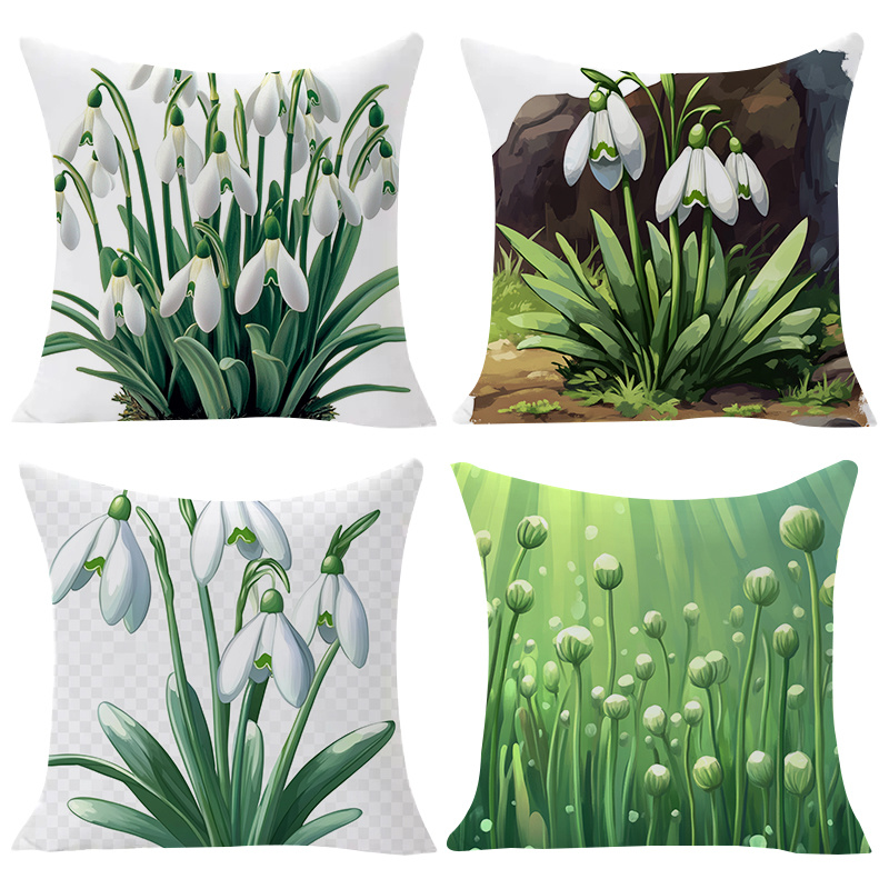 

4-pack Traditional-style Floral Throw Pillow Covers, 18x18 Inch, Polyester, Machine Washable, Zipper Closure, Woven Decorative Cushion Cases For Home And Bedroom Sofa - Flower And Leaf Patterns