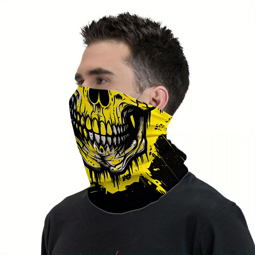 Skull Print Pattern Face Mask, Unisex & Washable