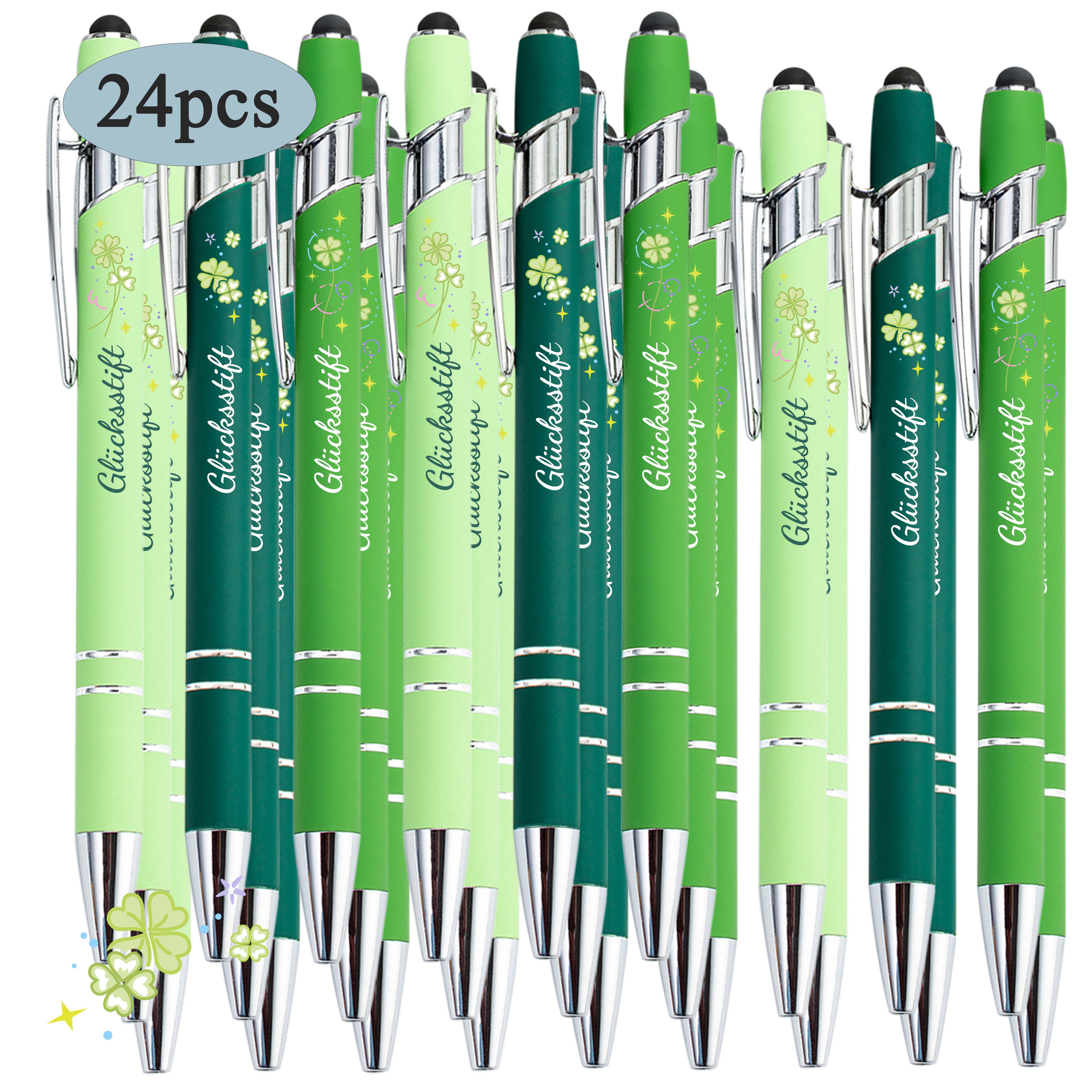 Image of 24pcs Metal Ballpoint Pen Set- Engraved German Motivational Quotes, Black Ink, Appreciation Gifts For Staff& Volunteer Nurses
