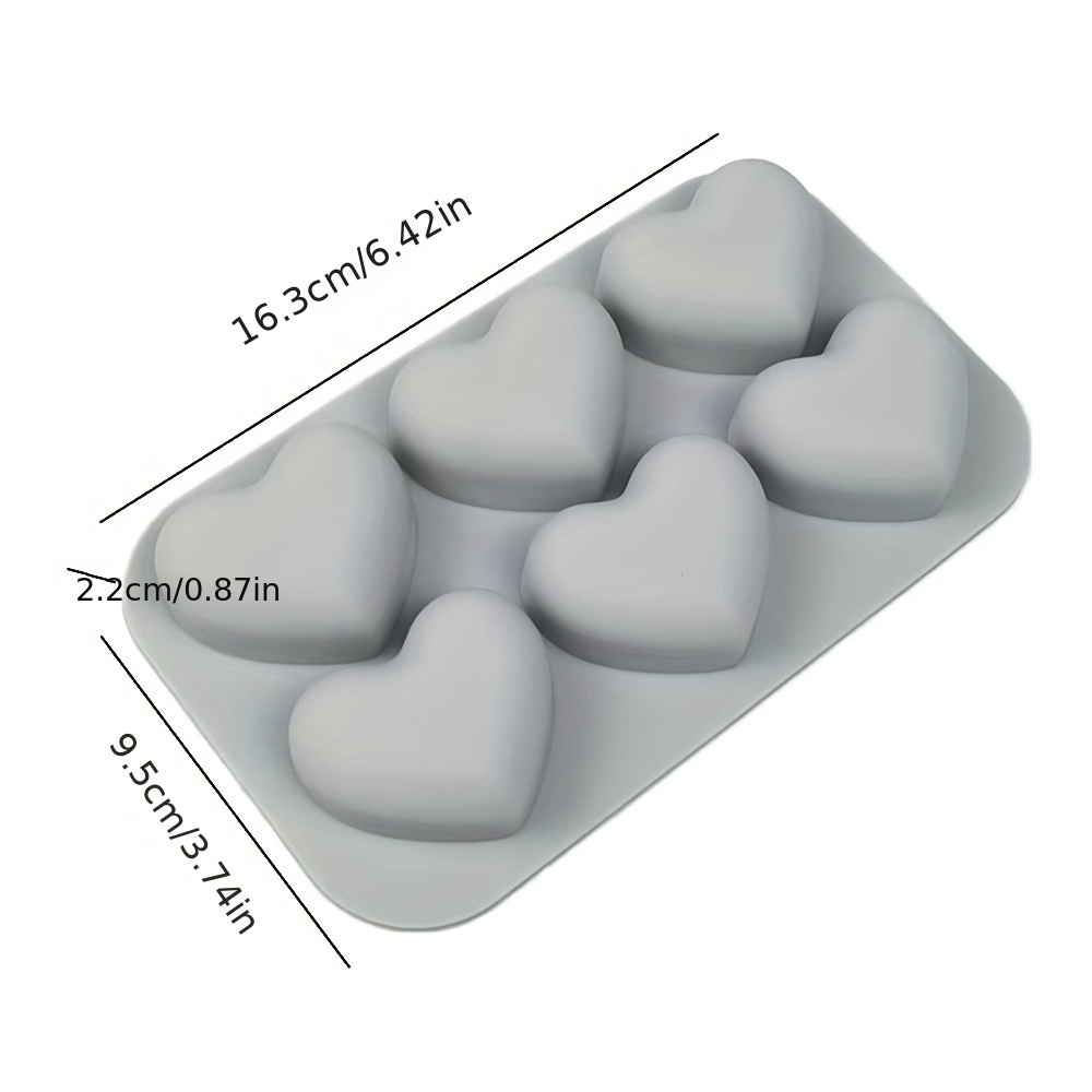 TEMU Moule en silicone à 6 cavités pour bougies de Saint-Valentin de cœur, moule à savon fait main , cadeaux romantiques en résine, ensemble de