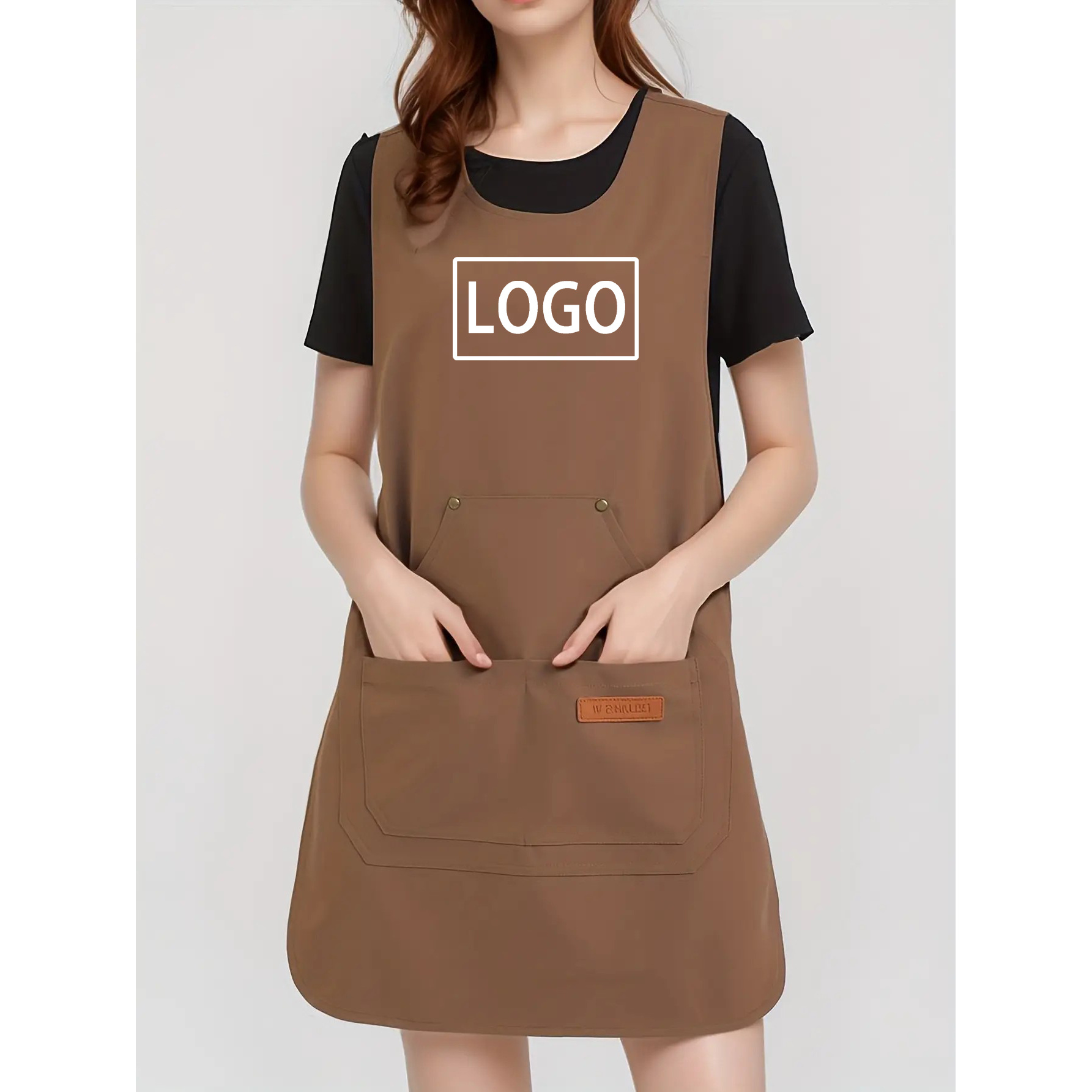 TEMU Grembiule da Lavoro Resistente con Fibbie Regolabili, Design Senza Maniche e Tasche Multiple, per Costruzioni , Stile Unisex - Personalizzabile
