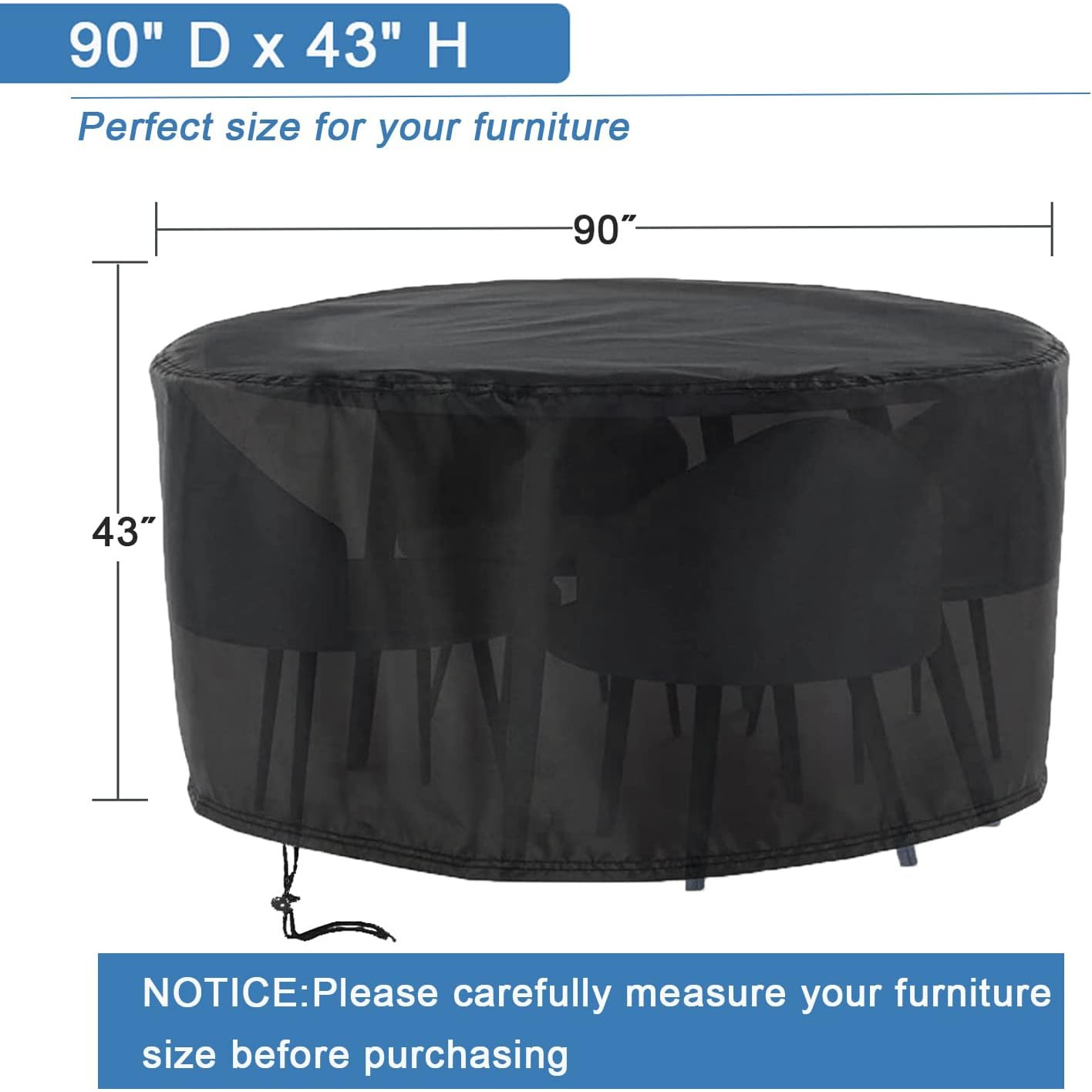 TEMU Patio Furniture Set Cover Round, Waterproof Round Patio Table Cover Outdoor Furniture Covers For Patio Furniture