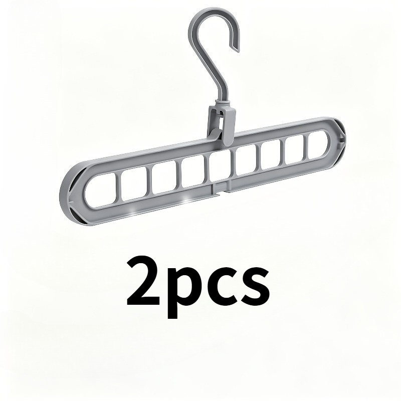 TEMU 2pcs Heavy-duty Foldable Plastic Hangers With 9 Holes - Non-slip, Space-saving Wardrobe Organizer For Shirts, Pants, Etc., Durable Brushed