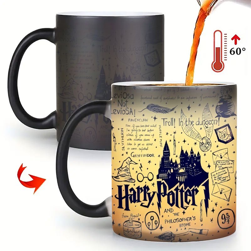 Image of 1pc 11oz . Color Changing Coffee Cup, Harry Potter, Hot Water Color Rendering Ceramic Coffee Cup, Insulated, Reusable, Perfect For Office Use, Birthday Gift, Christmas Gift, Creative Gift