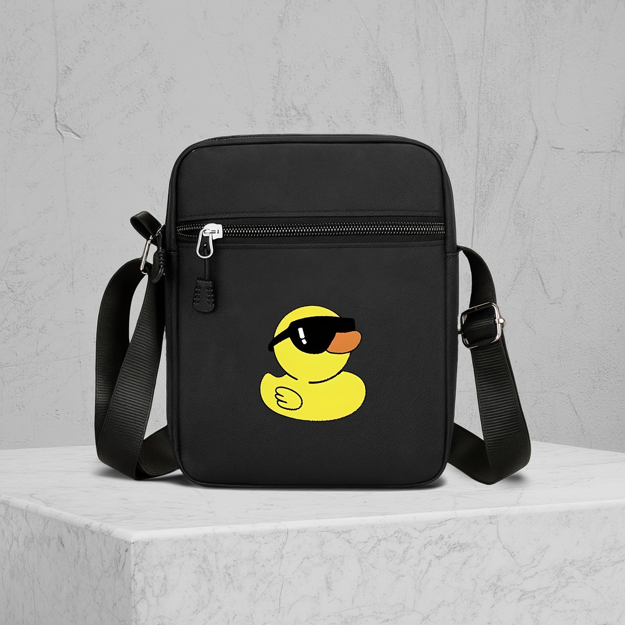 TEMU 1pc Cartoon Little Yellow Duck Print Men And Women Portable Travel Pouch - Men's Crossbody Bag, Adjustable Strap, Large Capacity