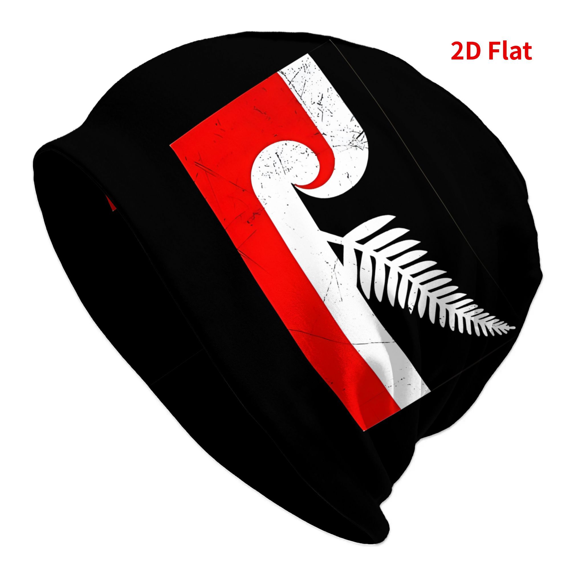 TEMU 2d Print Design Maori Flag Silvery Fern Fashionable Trendy Novelty Beanie, A Fusion Of Cool Design And Soft Texture, Suitable For Daily Casual